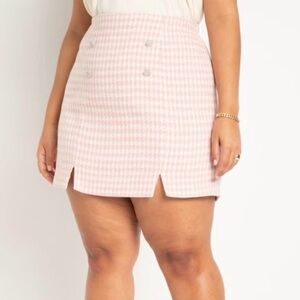 NWT Eloquii Pink Tweed Mini Skirt Lined Preppy
